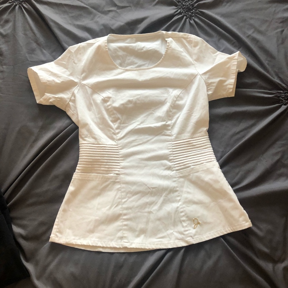 White scrub top